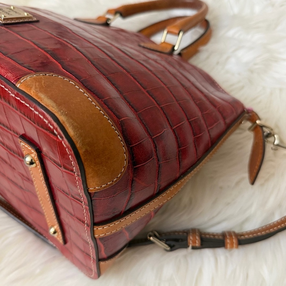 Dooney & Bourke Red Crocodile-Embossed Satchel - Picture 6 of 12